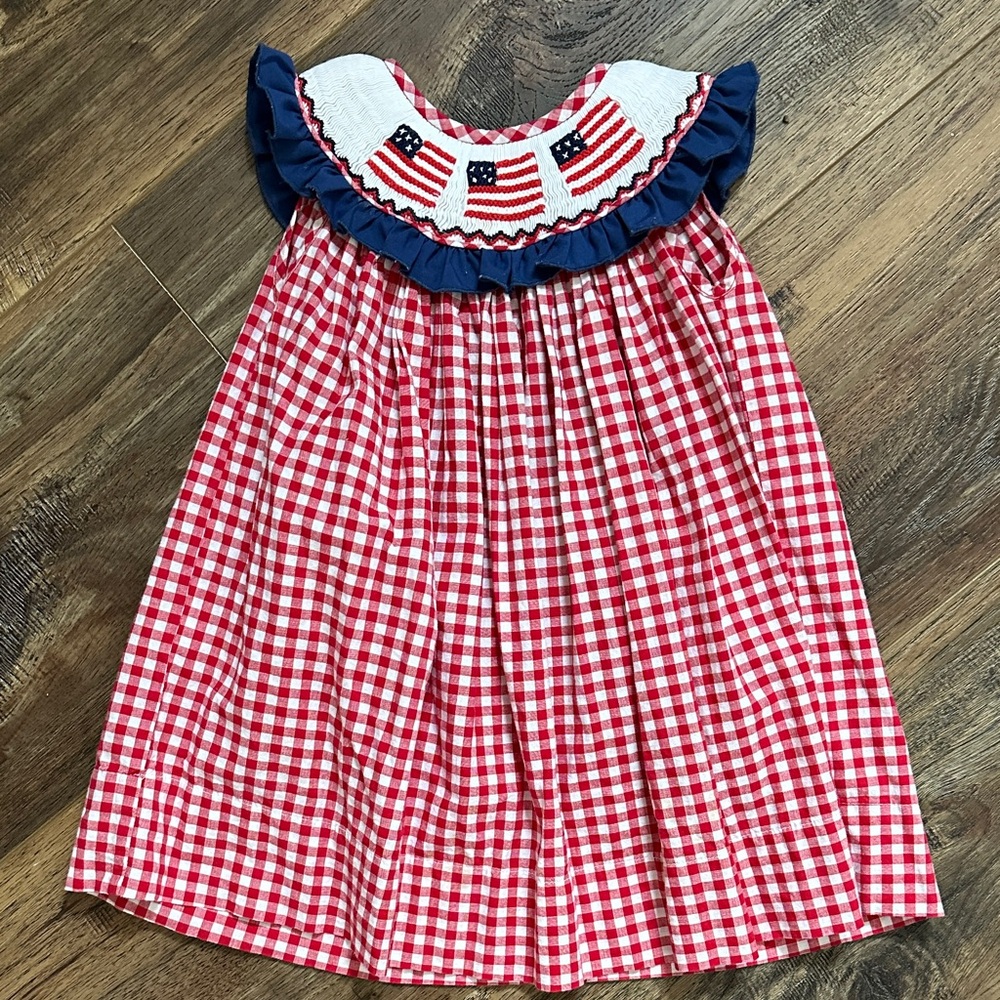 Smocked American Flag Dress - 12 Months